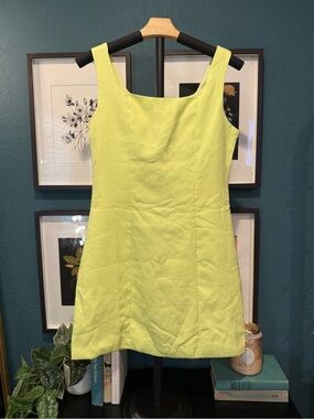 Lime Sleeveless Square-Neck Mini Dress
